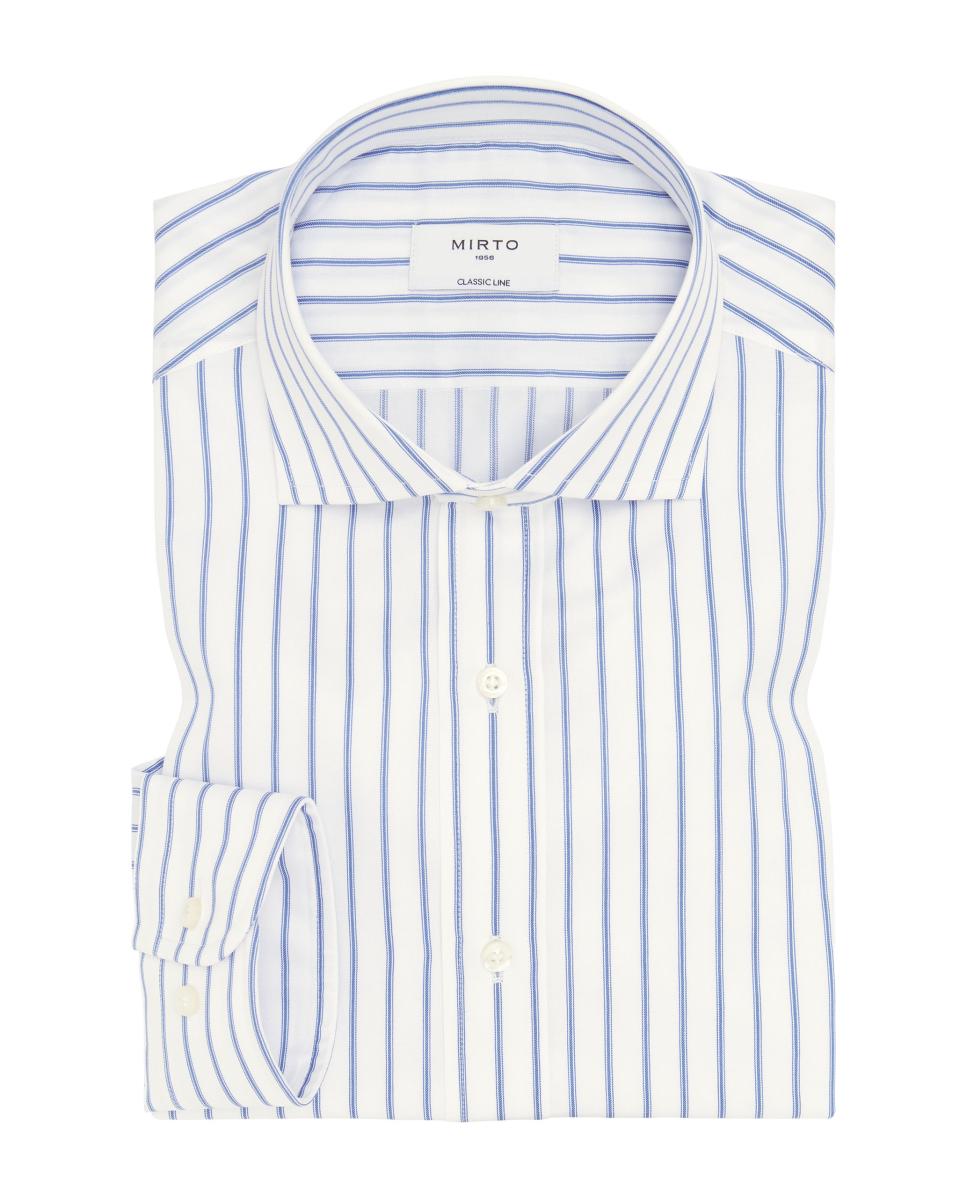 Imagen 3 de Camisa vestir de hombre rayas puño mixto de algodón - Mirto - Azul Azul