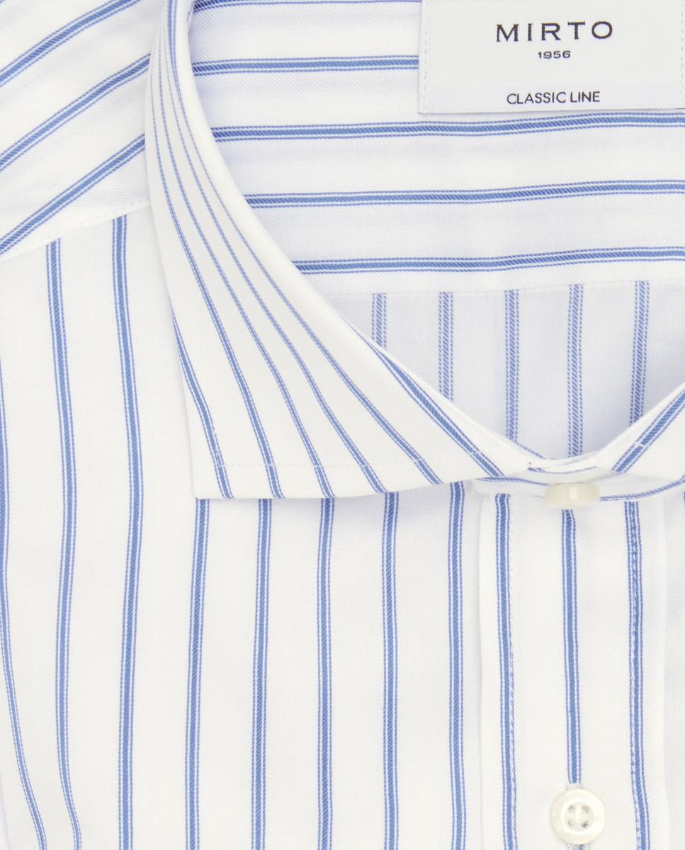 Imagen 4 de Camisa vestir de hombre rayas puño mixto de algodón - Mirto - Azul Azul