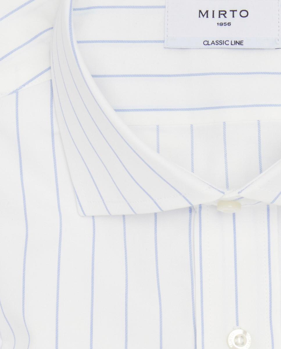 Camisa vestir de hombre rayas puño doble de algodón - Mirto - Azul claro Azul claro-4