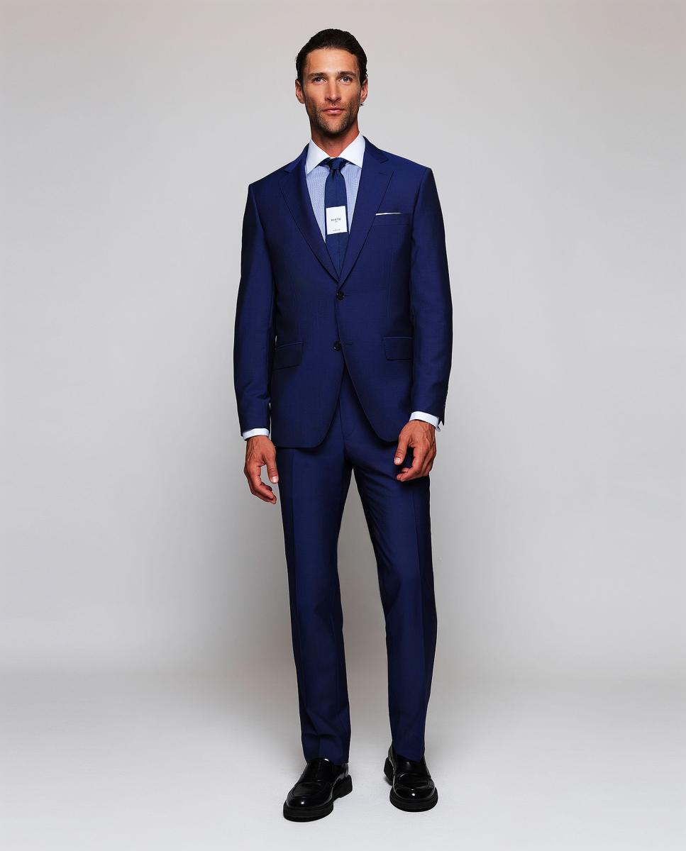 Camisa vestir de hombre cuello y puño doble blanco - Mirto - Azul Azul-5