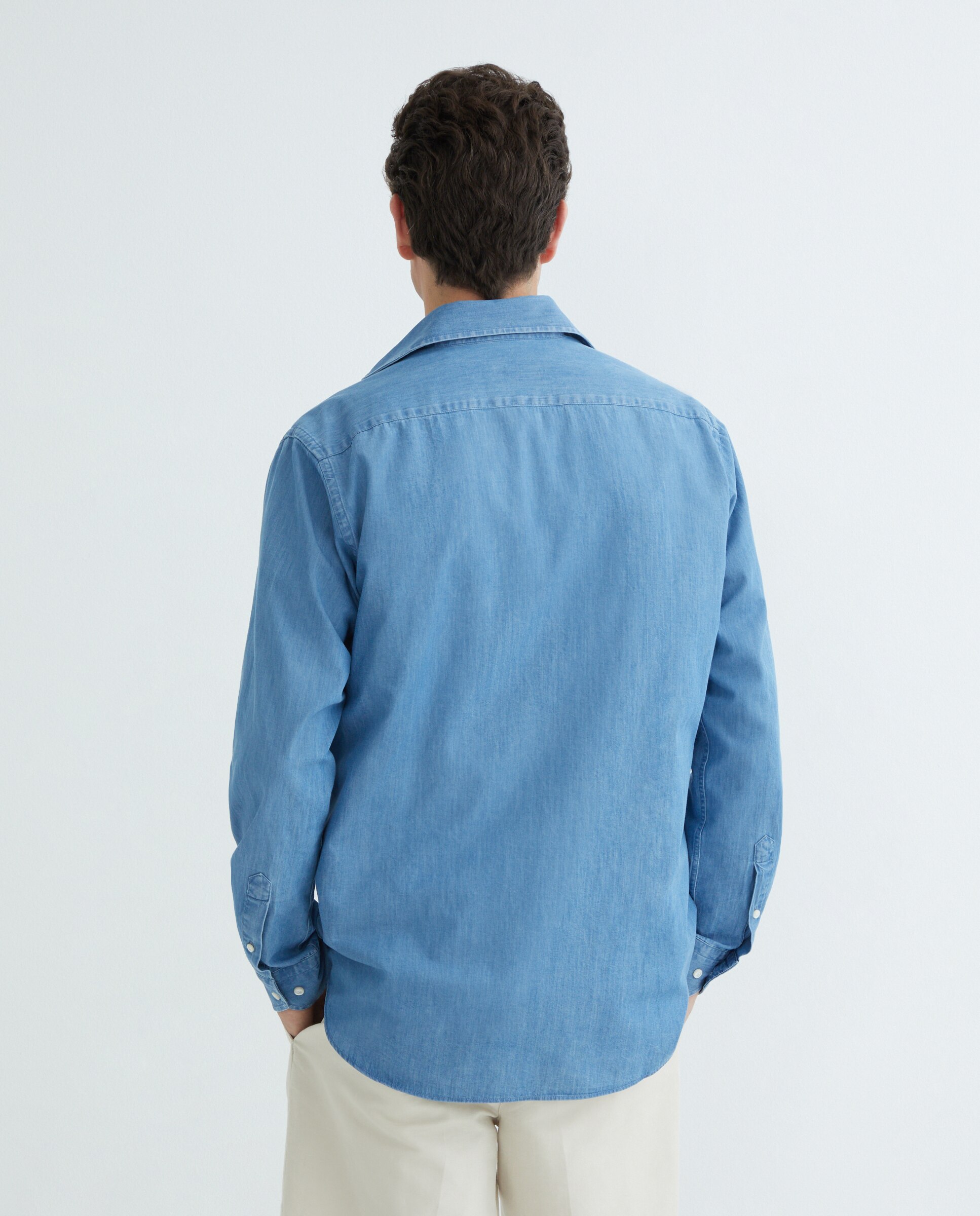 Camisa de hombre casual denim manga larga - Mirto - Azul Azul-3