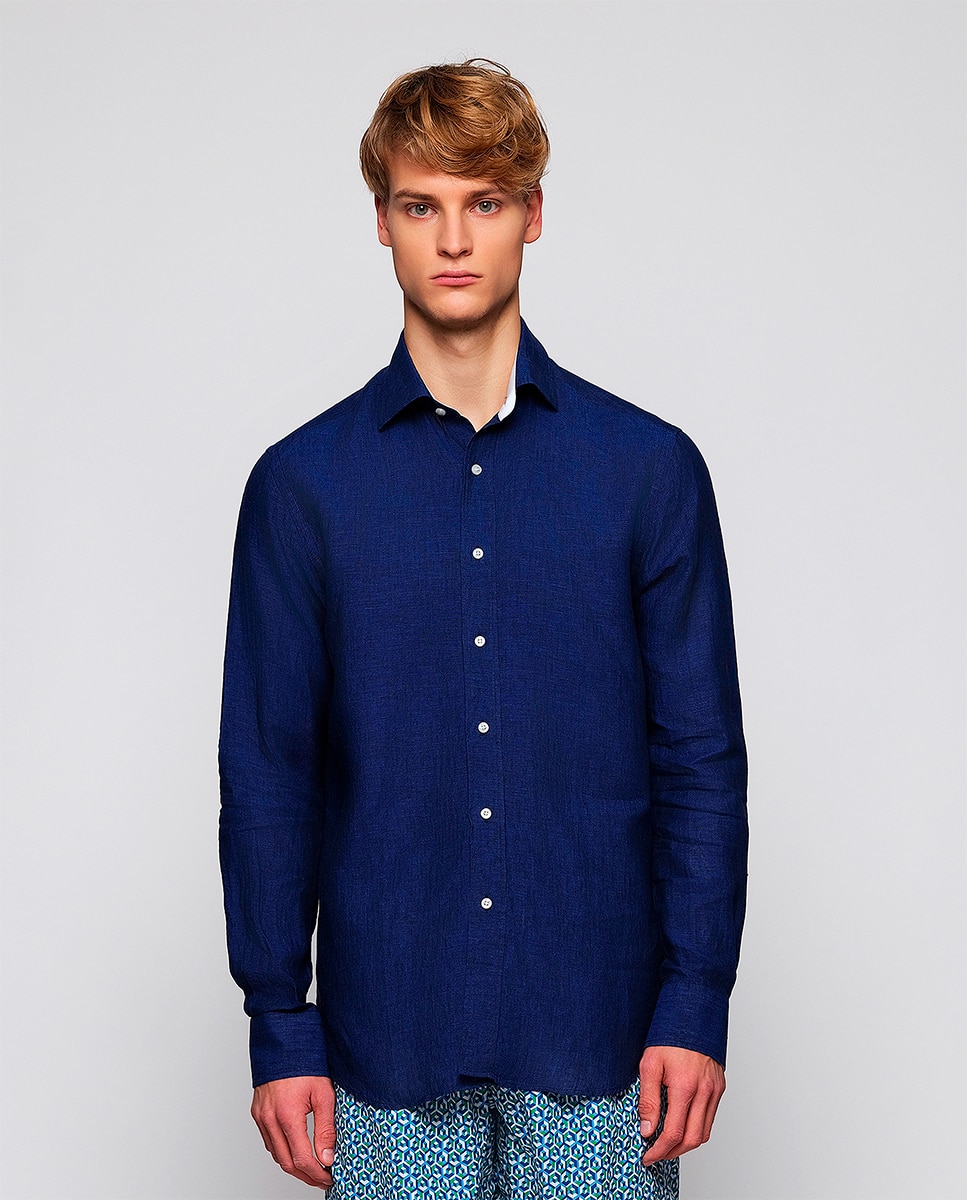 Imagem 0 de Camisa Casual com Manga Comprida e em Linho