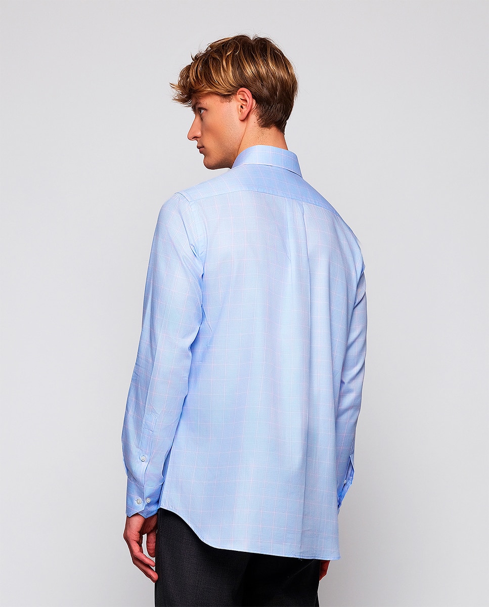 Camisa de hombre casual manga larga cuadros - Mirto - Azul claro Azul claro-2