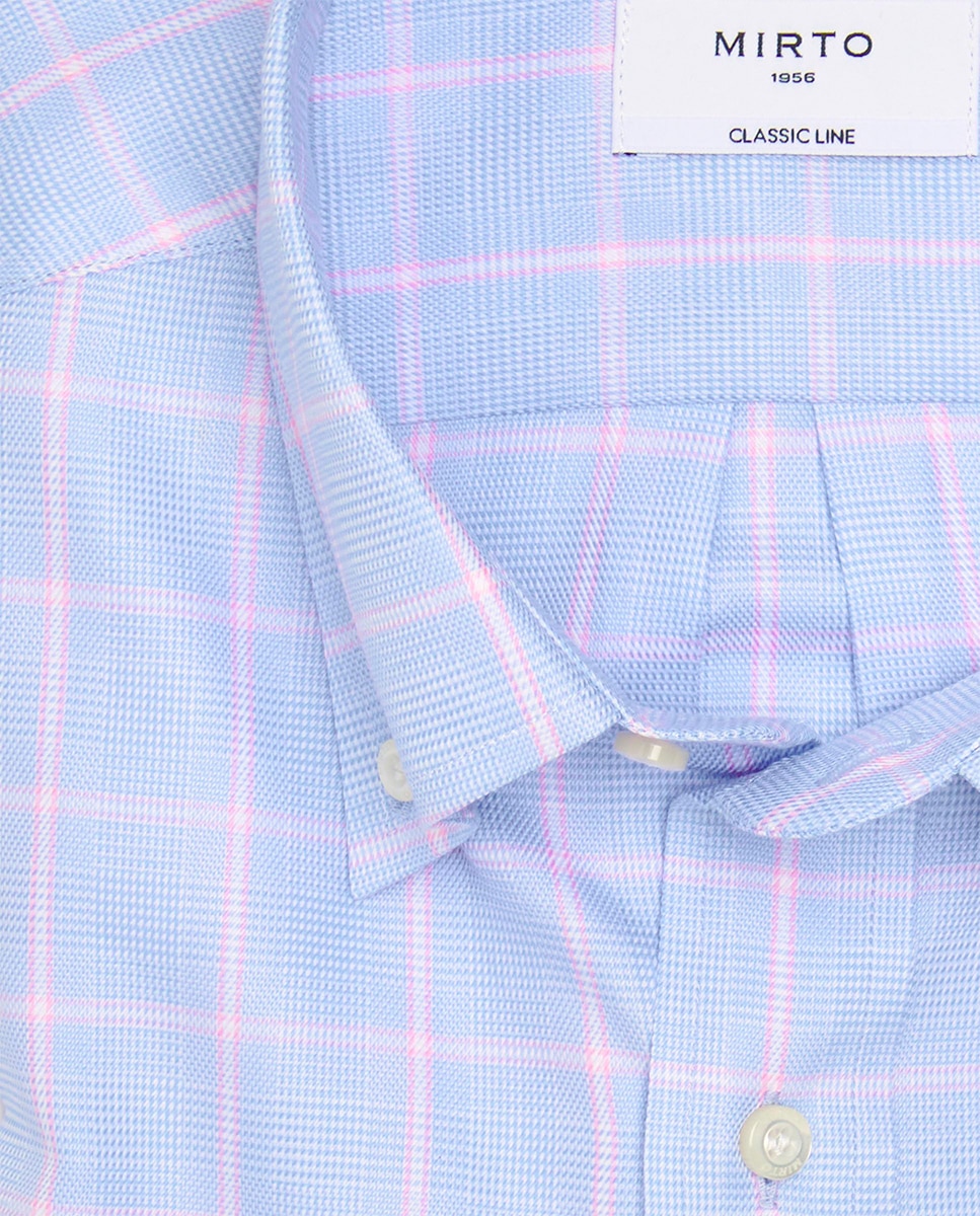 Camisa de hombre casual manga larga cuadros - Mirto - Azul claro Azul claro-4