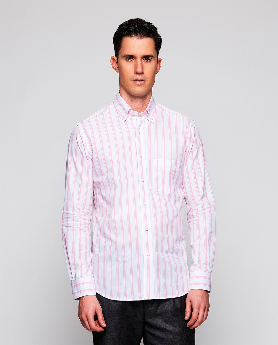 Imagem 0 de Camisa Casual às Riscas com Manga Comprida