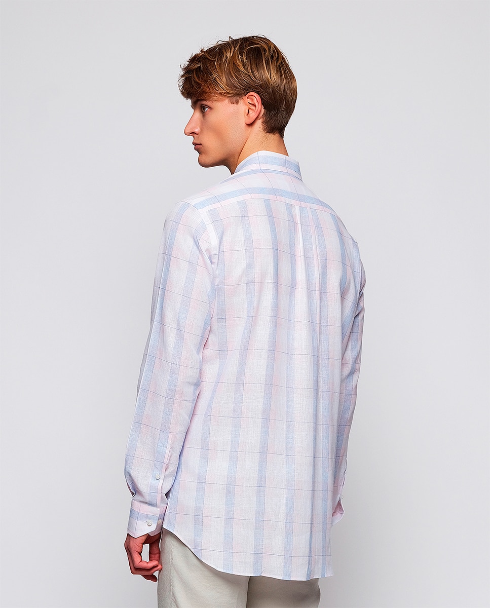 Camisa de hombre casual manga larga cuadros - Mirto - Rosa Rosa-2