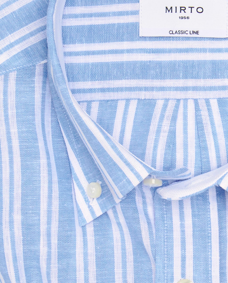 Camisa de hombre casual manga larga rayas - Mirto - Azul claro Azul claro-4