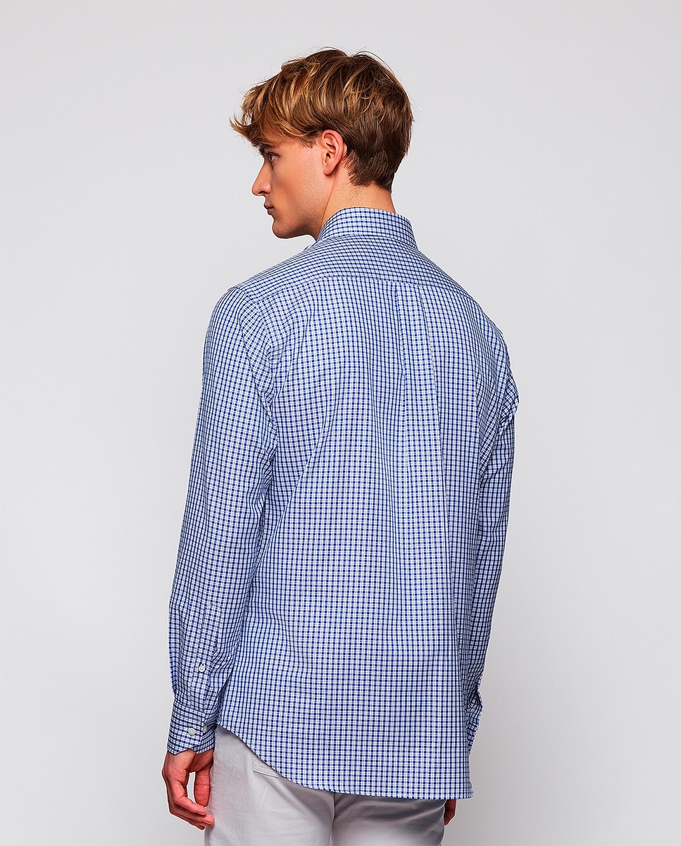 Camisa Casual de Manga Comprida Azul-2
