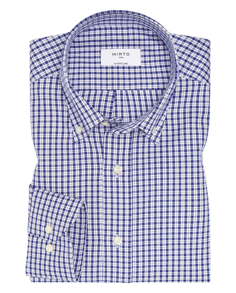 Camisa Casual de Manga Comprida Azul-3