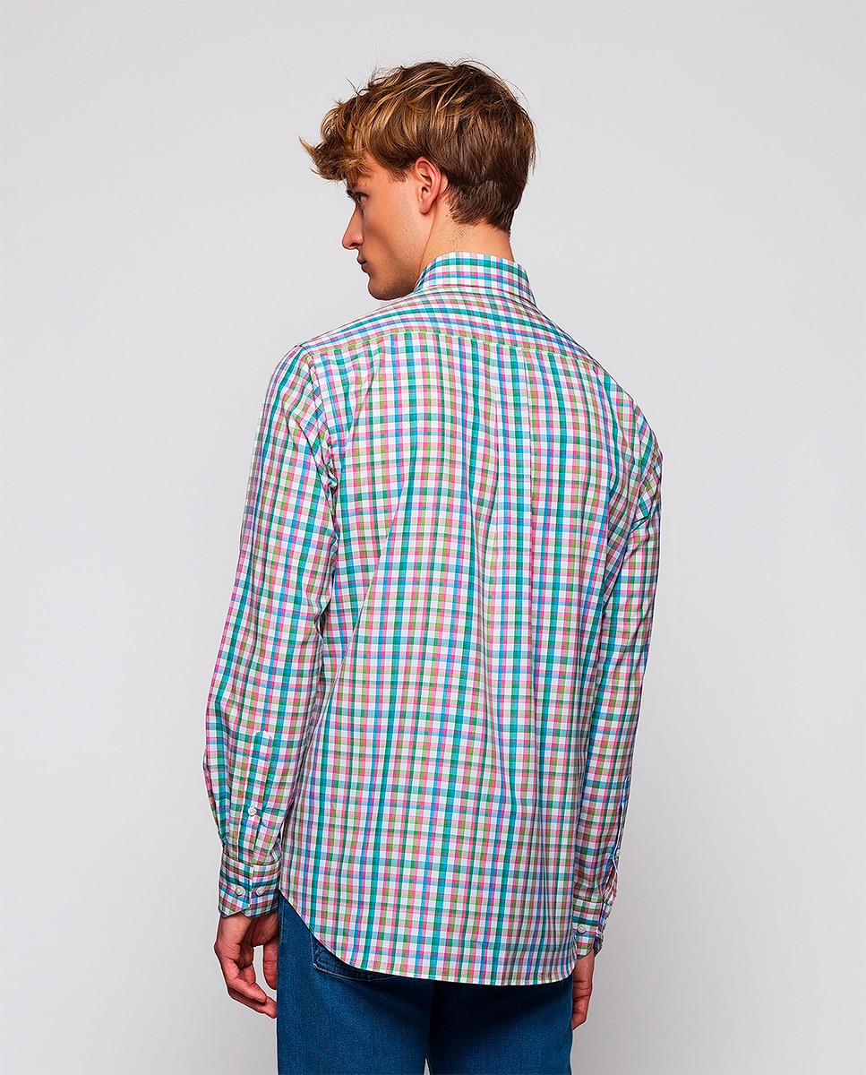 Camisa Casual de Manga Comprida Fúcsia-2