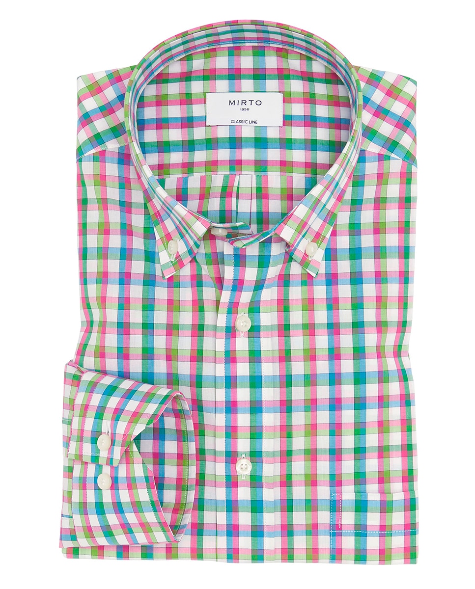 Camisa Casual de Manga Comprida Fúcsia-3