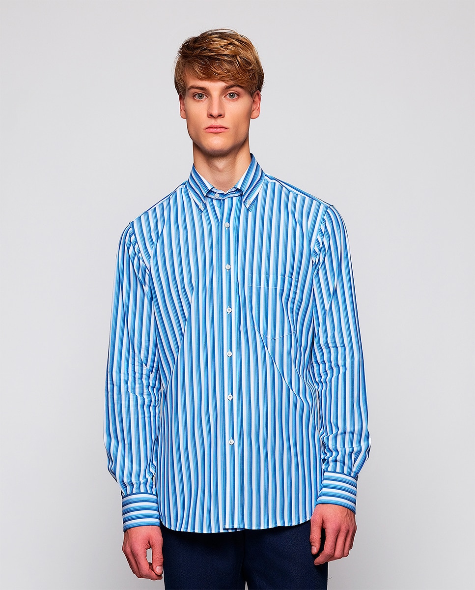 Camisa de hombre casual manga larga - Mirto - Azul Azul-1