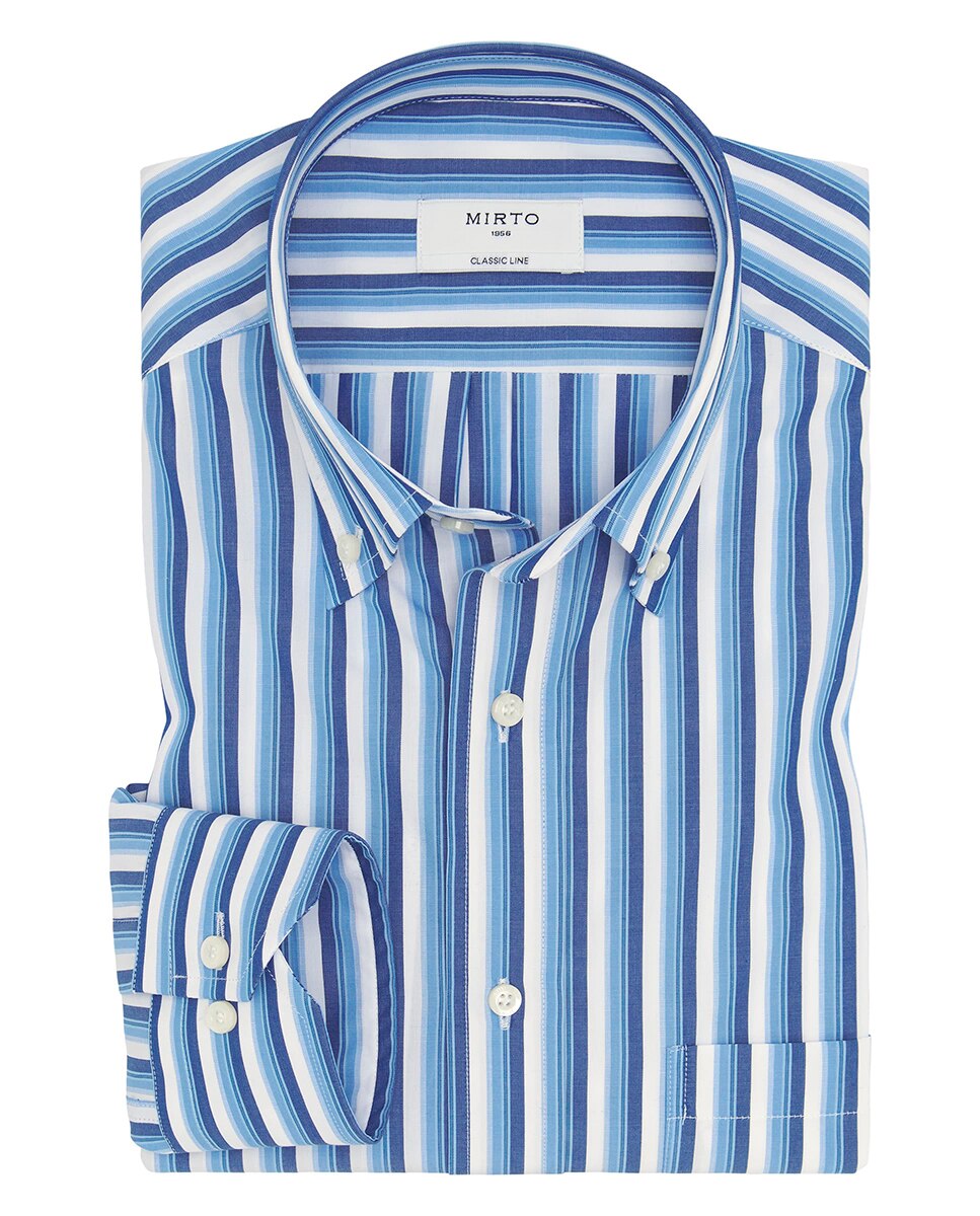 Camisa de hombre casual manga larga - Mirto - Azul Azul-3