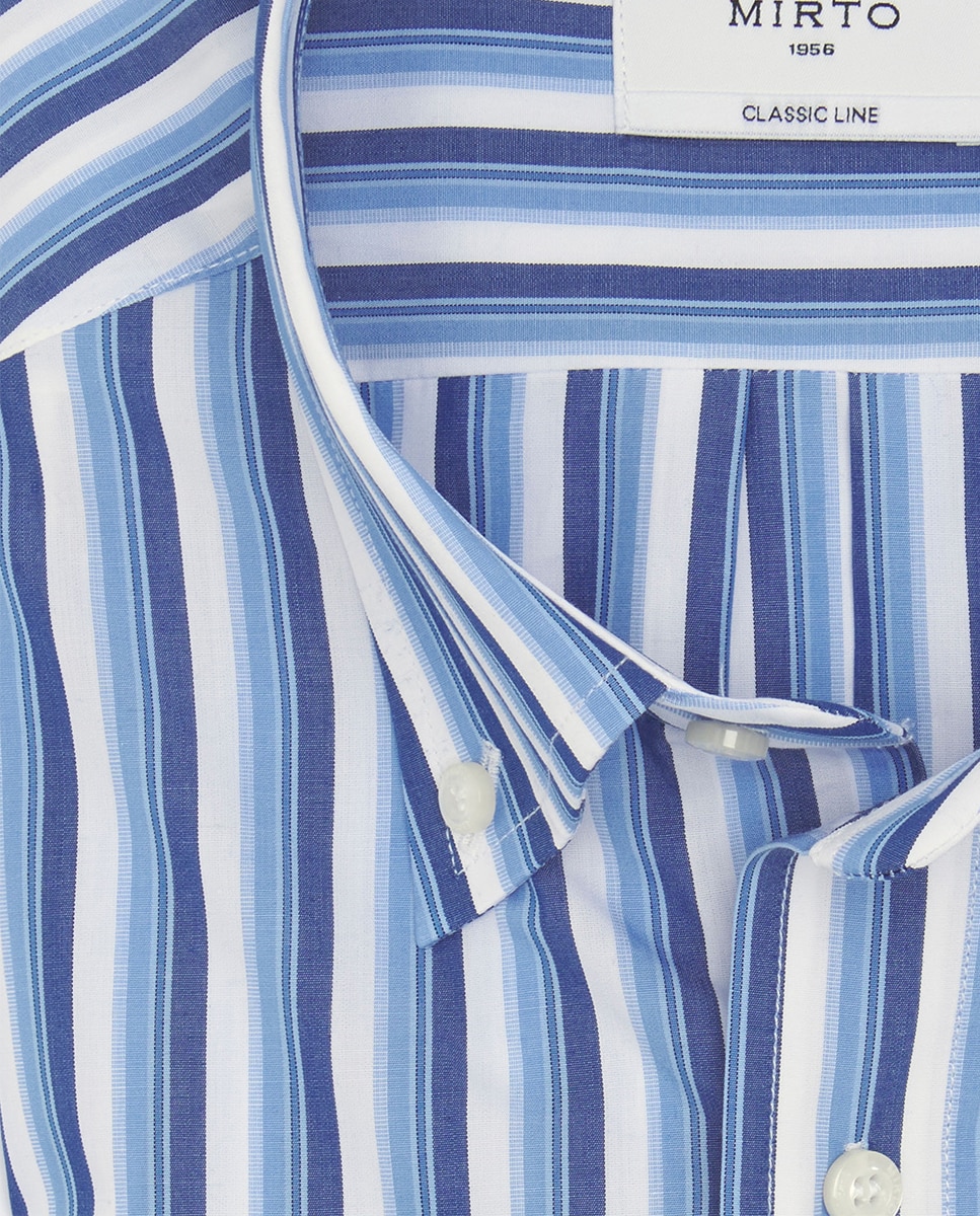 Camisa de hombre casual manga larga - Mirto - Azul Azul-4