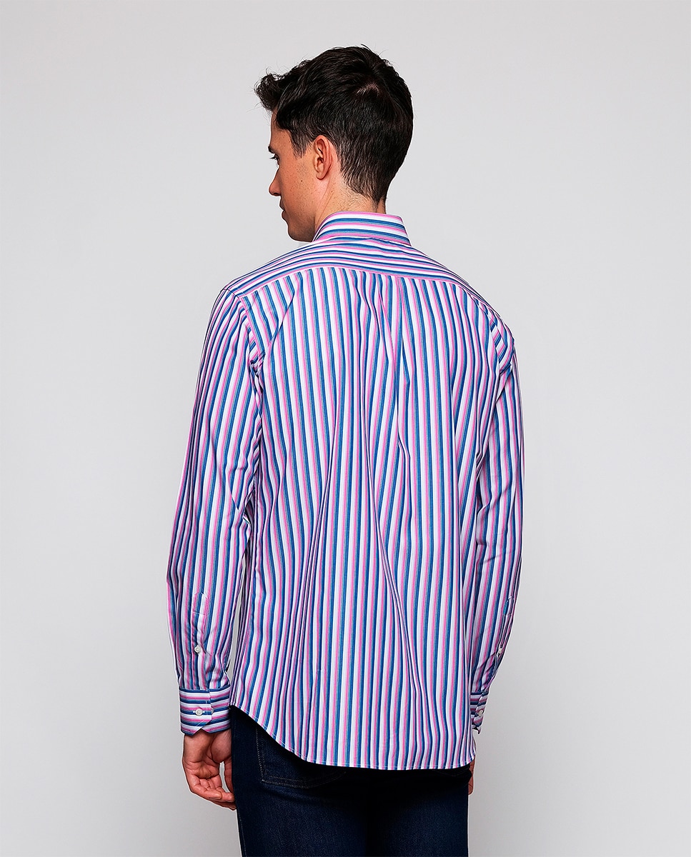 Camisa Casual de Manga Comprida Fúcsia-2