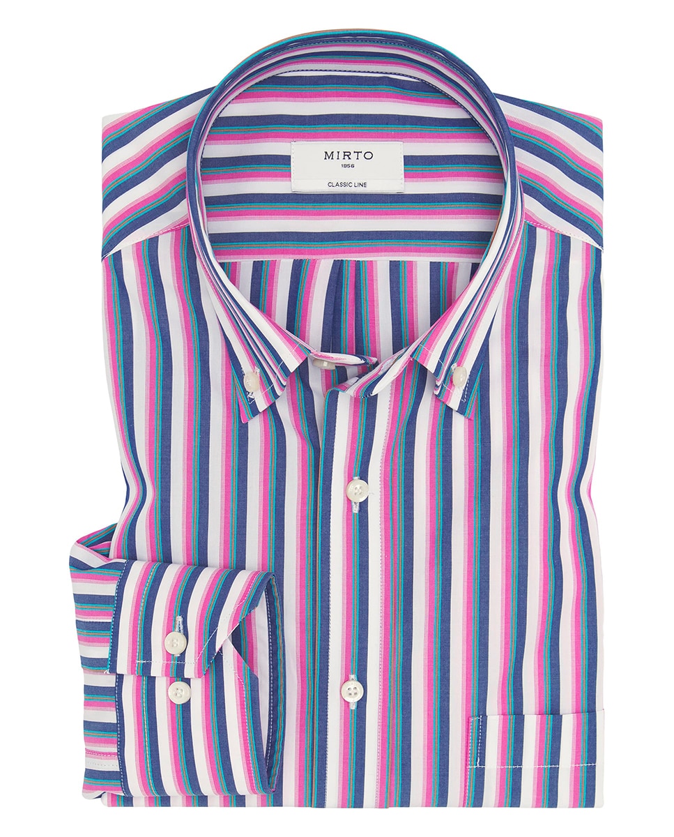 Camisa Casual de Manga Comprida Fúcsia-3