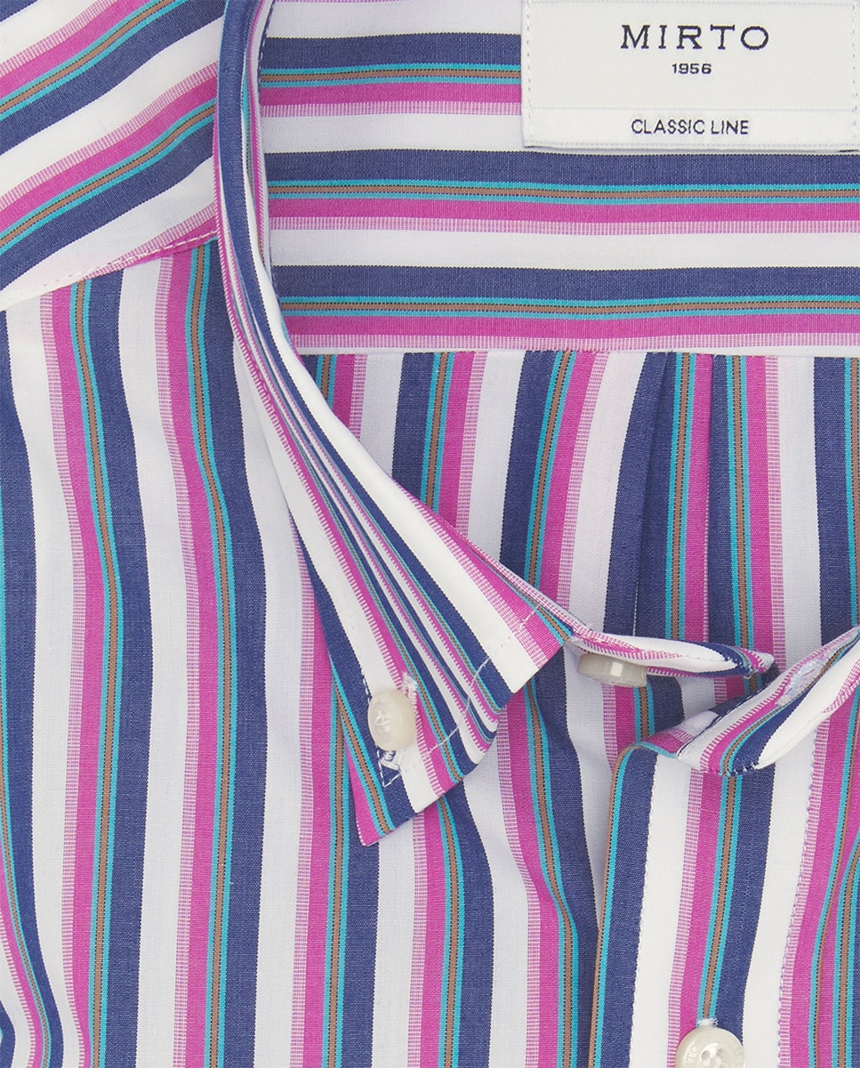 Camisa Casual de Manga Comprida Fúcsia-4