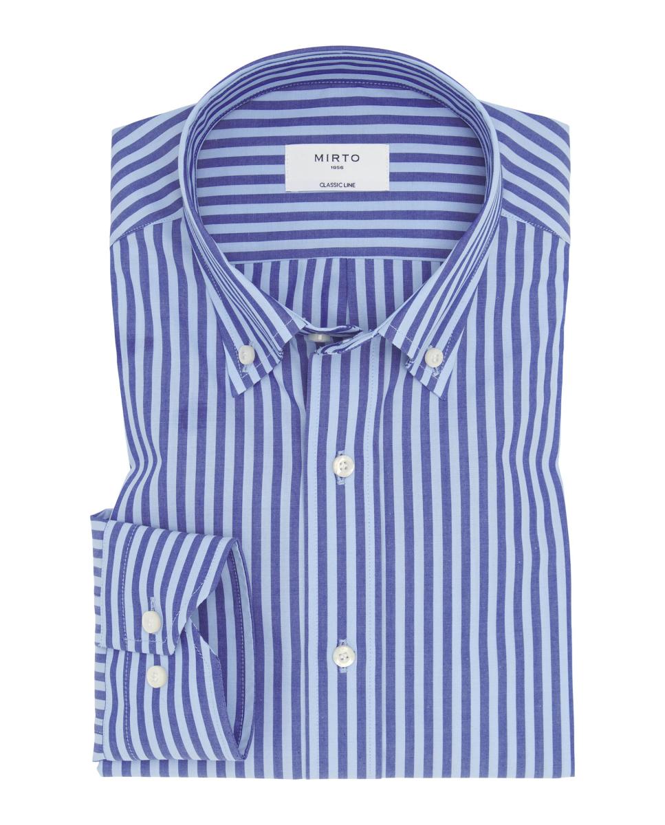 Imagen 3 de Camisa casual de hombre manga larga rayas - Mirto - Azul Azul