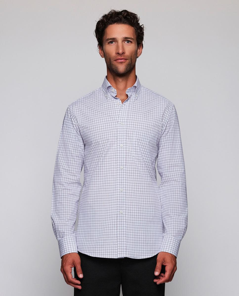 Imagen 0 de Camisa casual de hombre manga larga cuadros Marrón