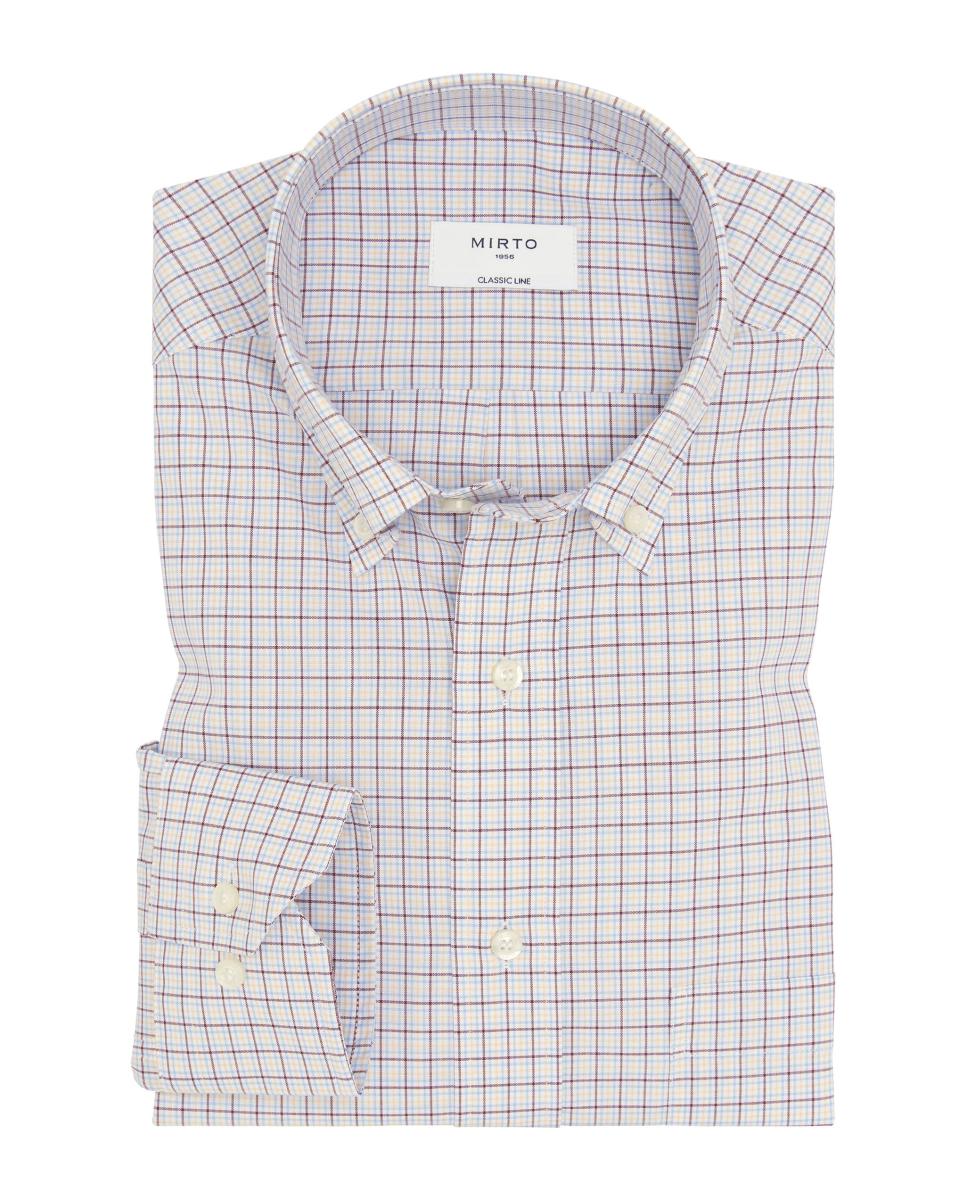 Camisa casual de hombre manga larga cuadros - Mirto - Marrón Marrón-3