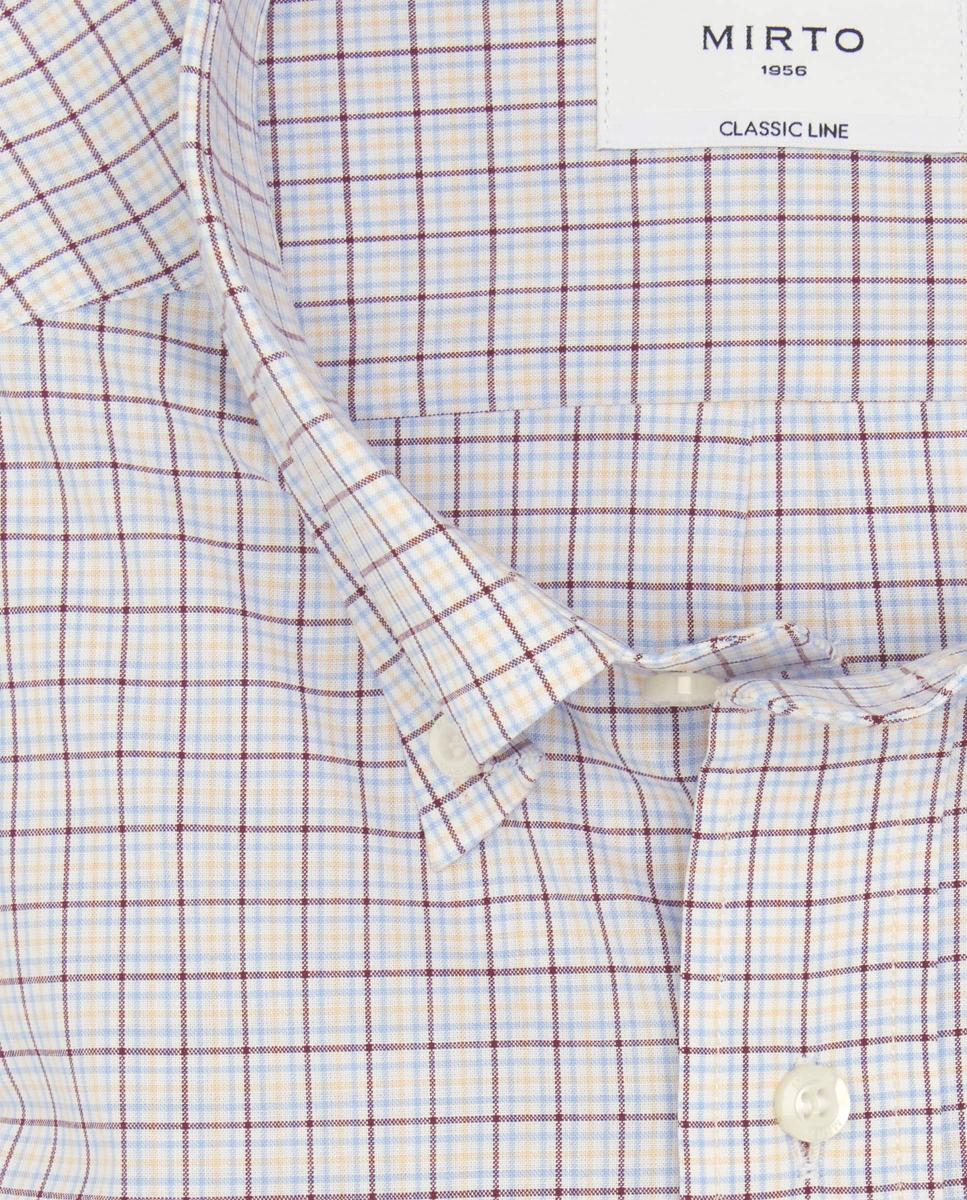 Camisa casual de hombre manga larga cuadros - Mirto - Marrón Marrón-4