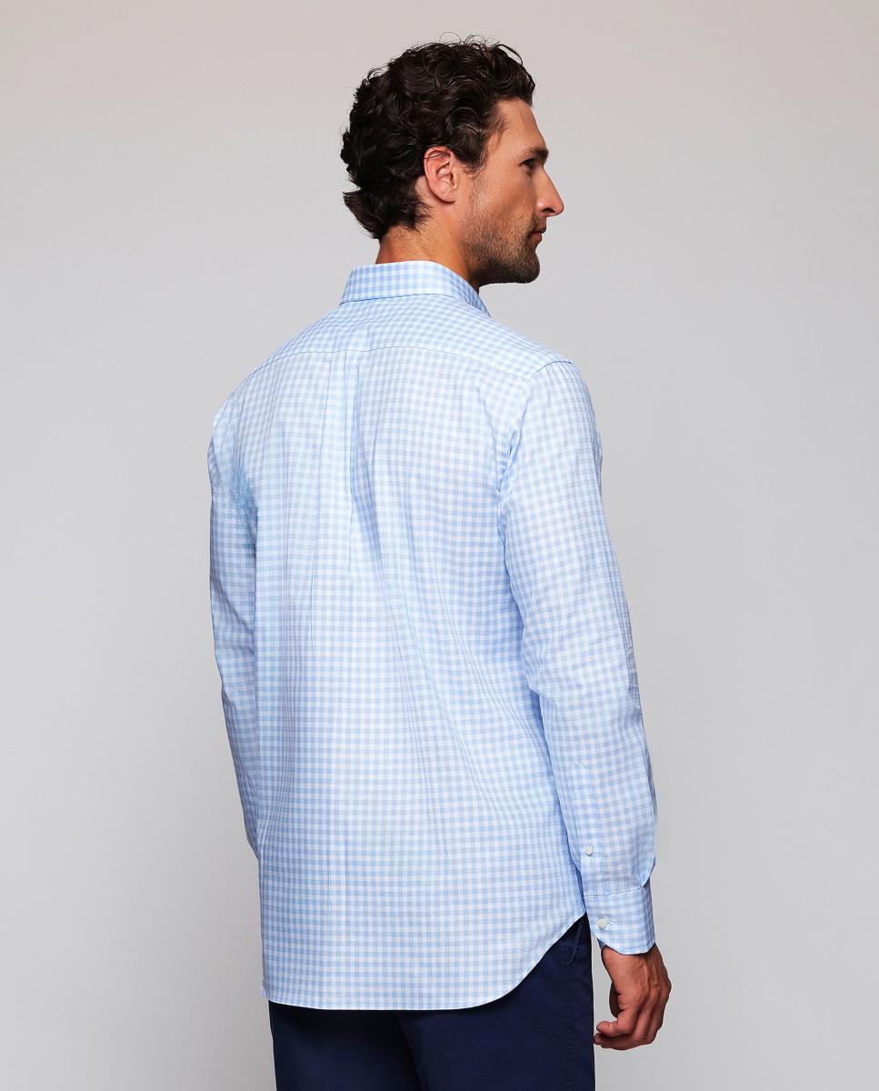 Camisa casual de hombre cuadros cuello con botones - Mirto - Azul claro Azul claro-2