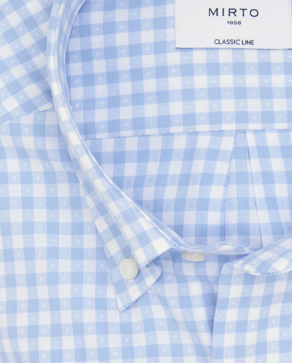 Camisa casual de hombre cuadros cuello con botones - Mirto - Azul claro Azul claro-4
