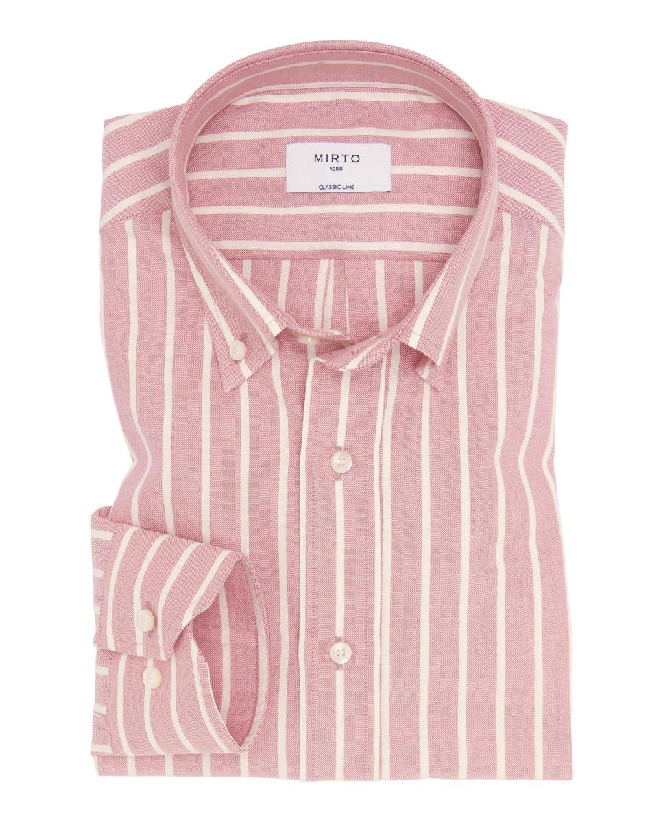 Camisa casual de hombre cuello con botones - Mirto - Rosa Rosa-3