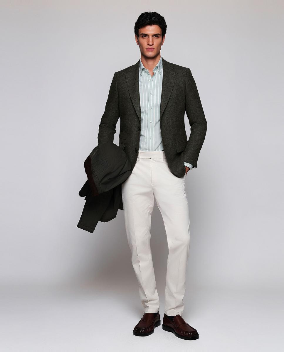 Camisa casual de hombre cuello con botones - Mirto - Verde claro Verde claro-5