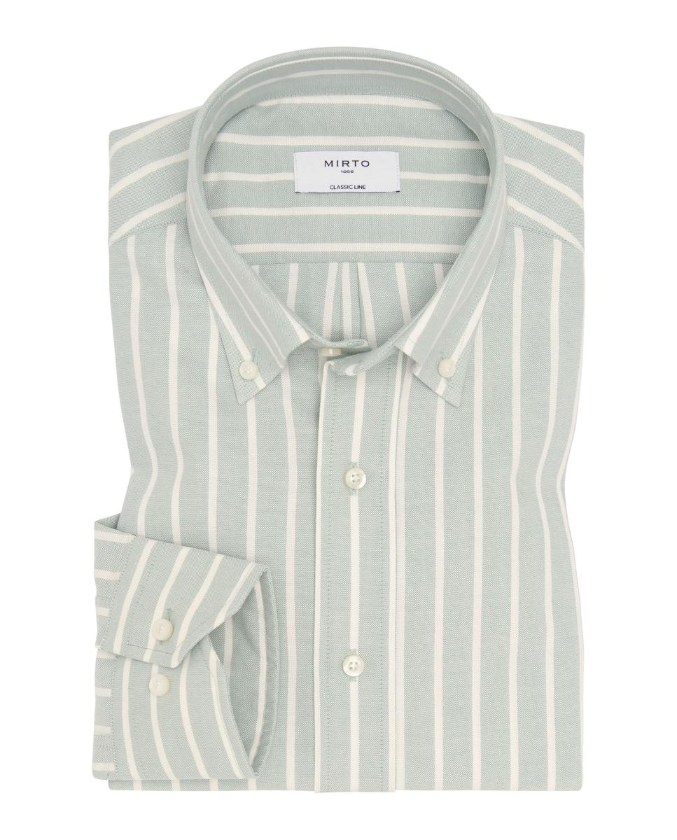 Camisa casual de hombre cuello con botones - Mirto - Verde claro Verde claro-3