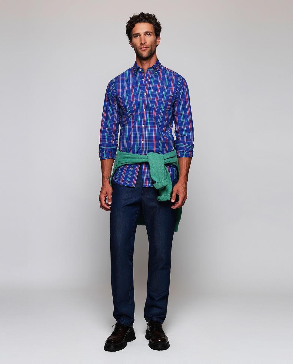 Imagen 5 de Camisa casual de hombre cuadros cuello con botones - Mirto - Azul índigo Azul índigo