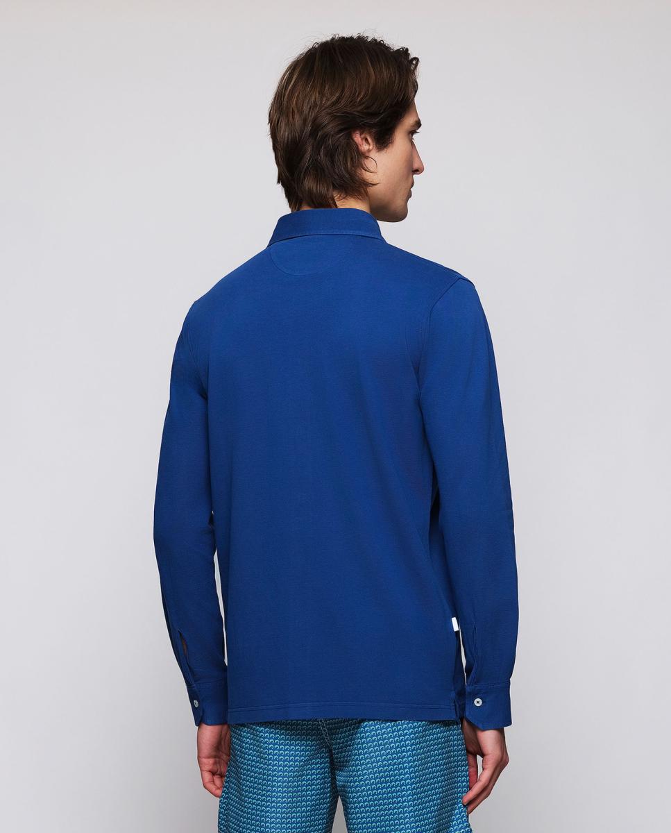 Camisa de Malha de Algodão sem Bolso Azul-marinho-2