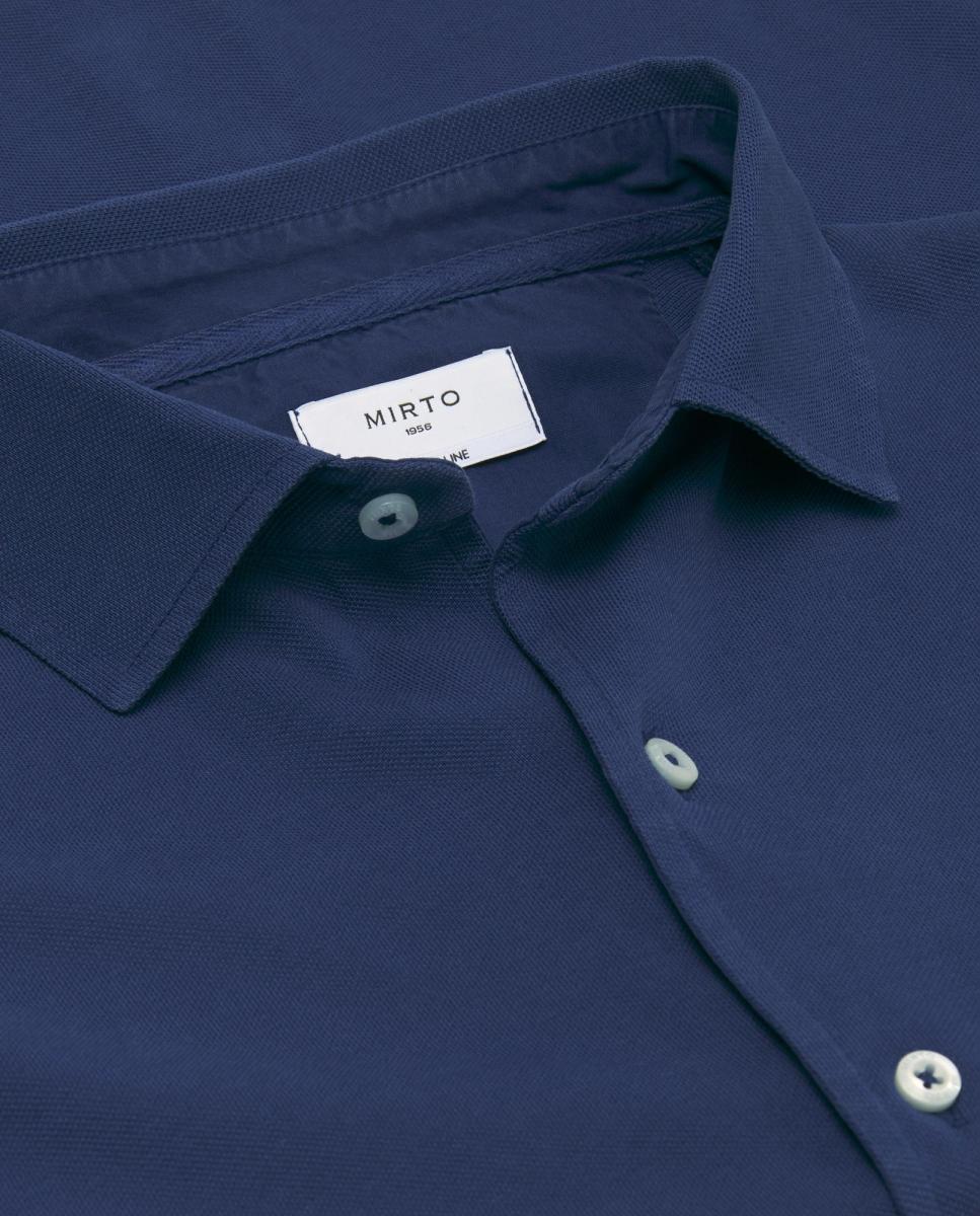 Camisa de Malha de Algodão sem Bolso Azul-marinho-4