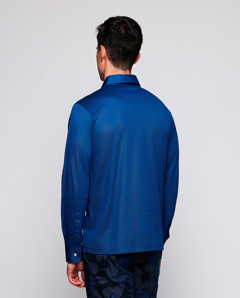 Camisa de Malha "Fio da Escócia" com Manga Comprida Azul-marinho-2