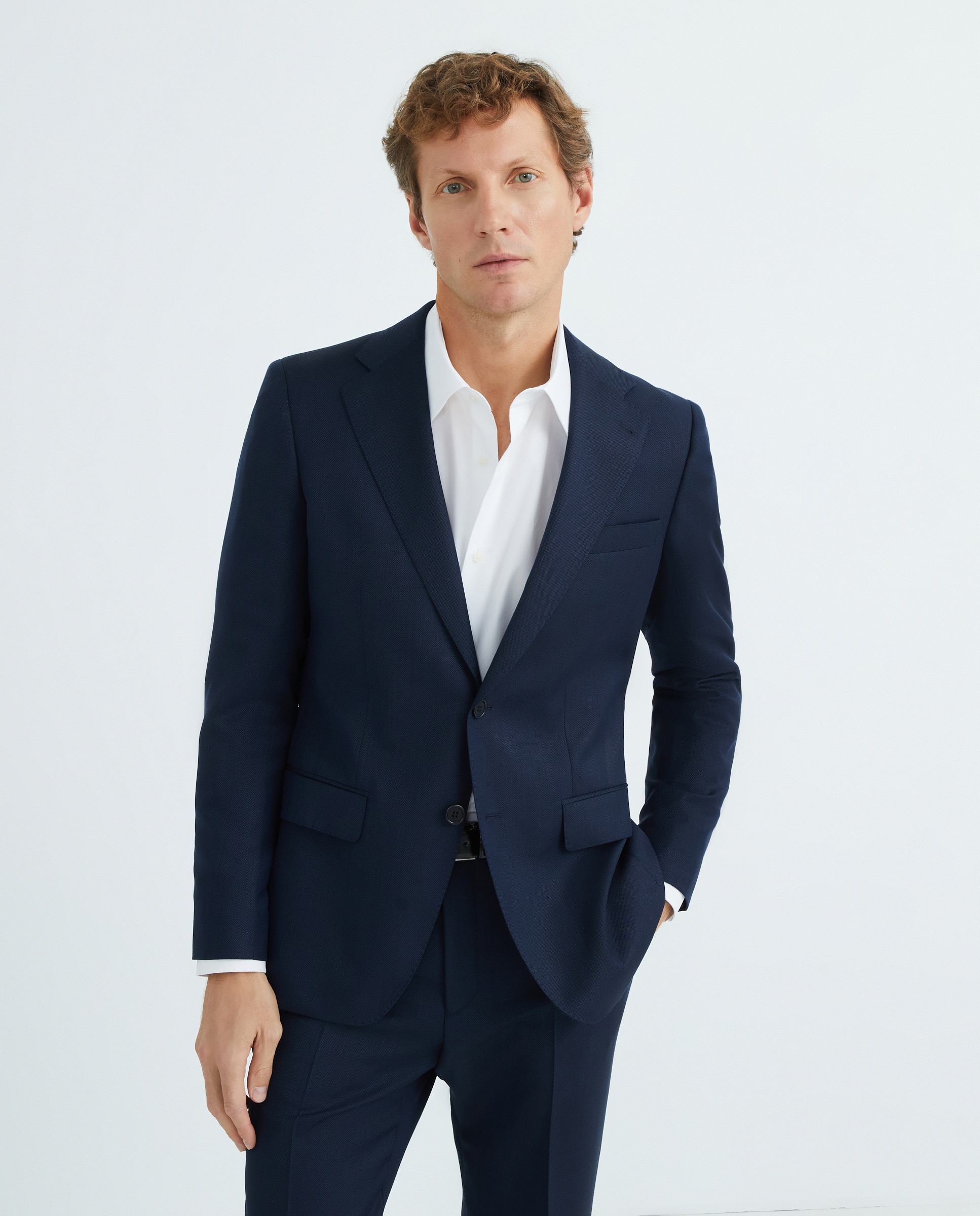 Fato Regular Fit com Olho-de-Perdiz Azul-marinho-3