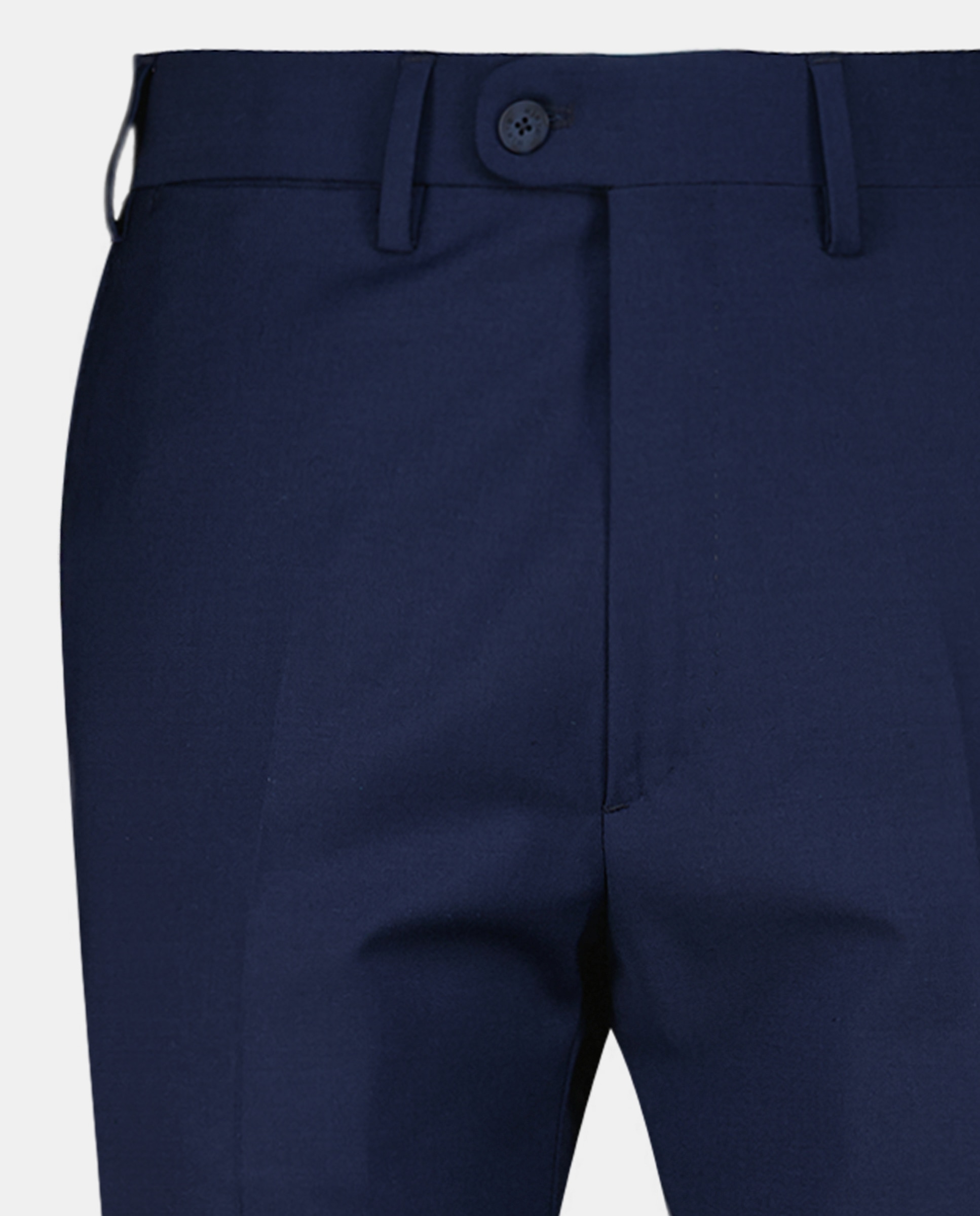 Calças Formais Regular Fit de Lã Lisas - Azul Azul-marinho-5