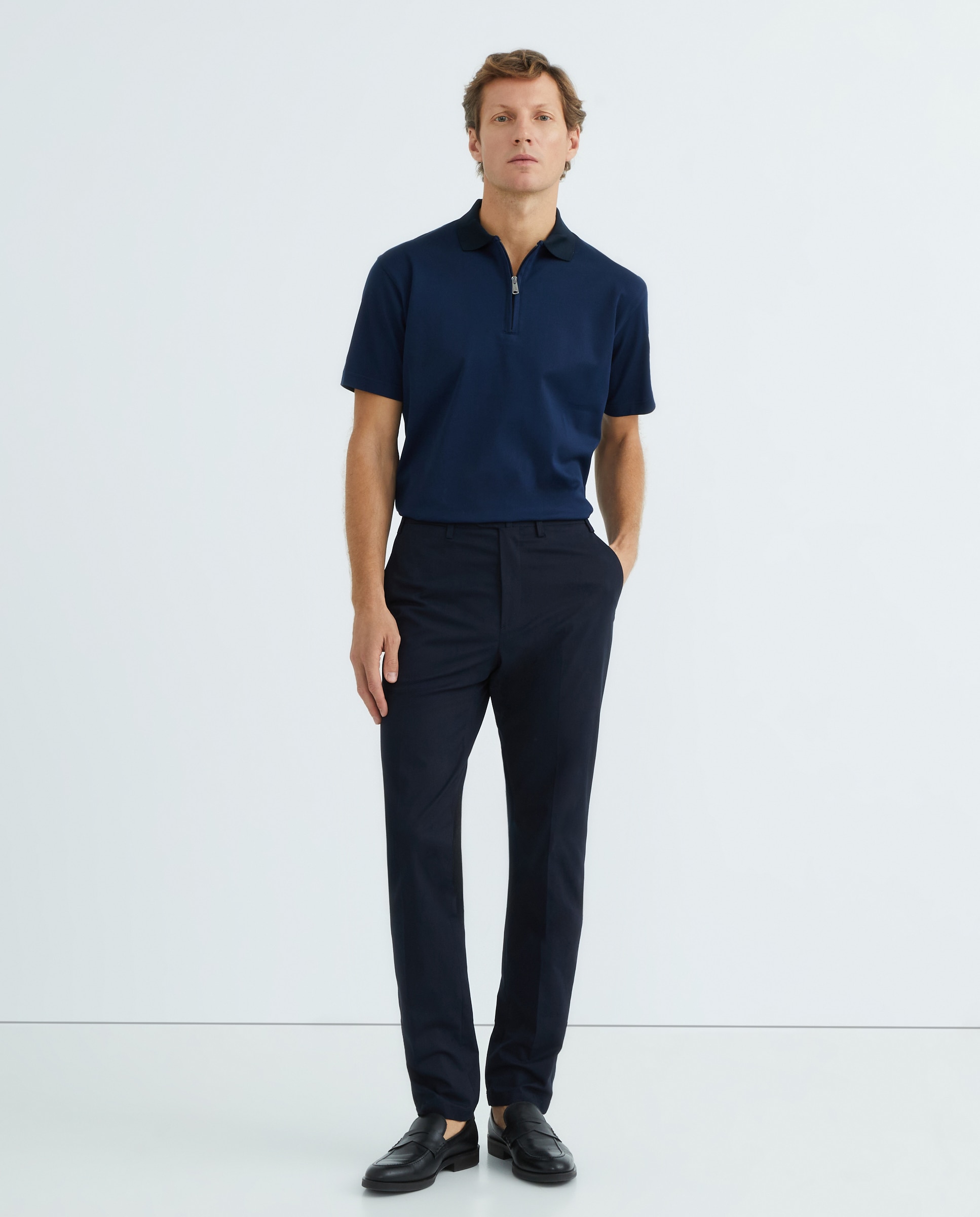 Pantalón hombre vestir regular fit mezcla lana poliéster liso - Mirto - Azul marino Azul marino-1