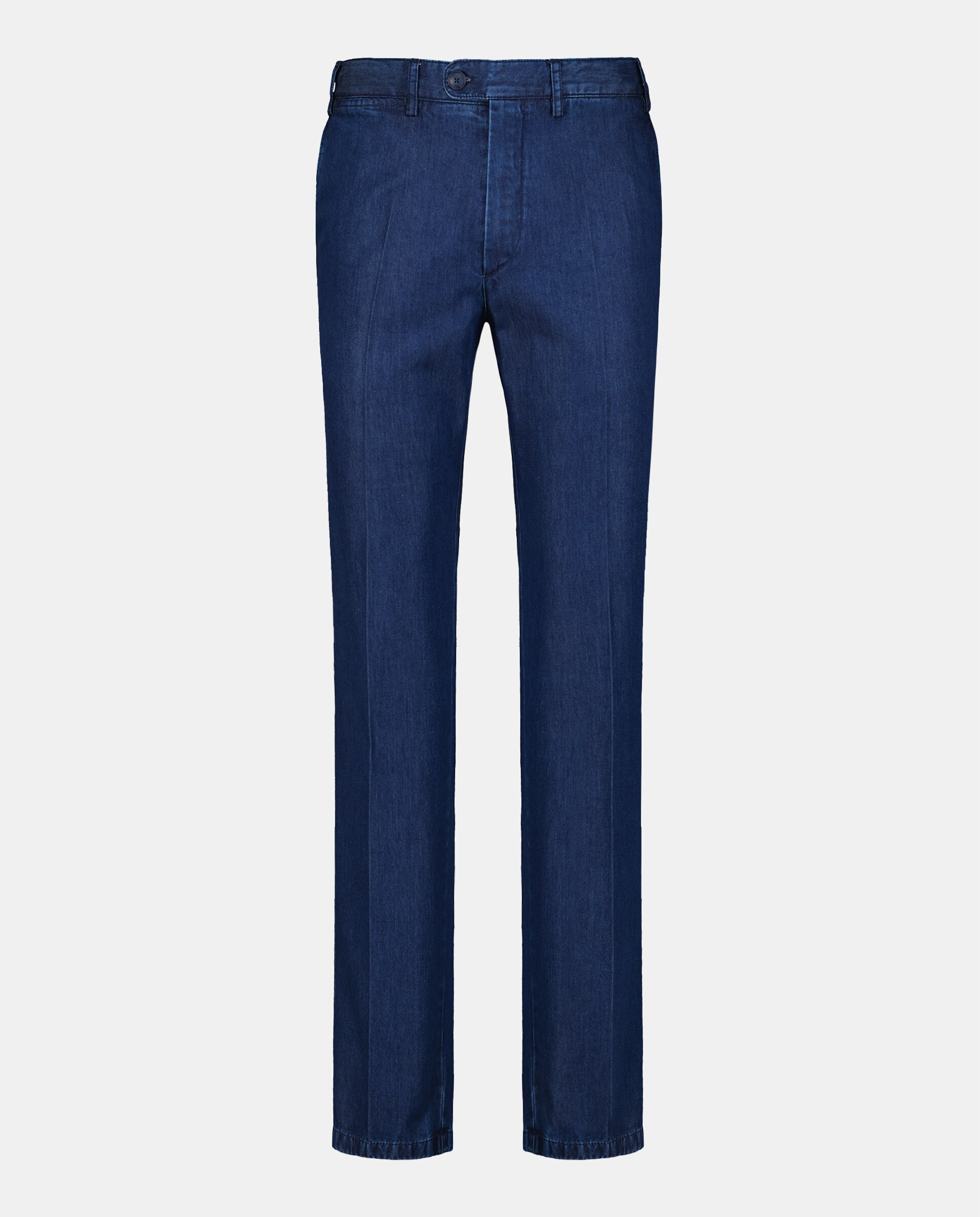 Calças Chino Regular Fit Lisas em Cetim de Algodão Stretch - Azul-Marinho Azul-índigo-4