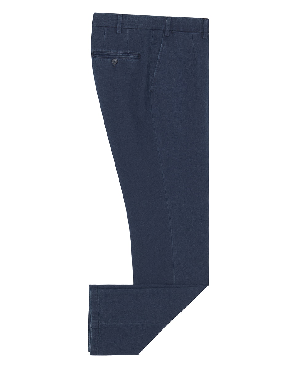 Calças Chino Custom Fit com Estrutura Azul-índigo-4
