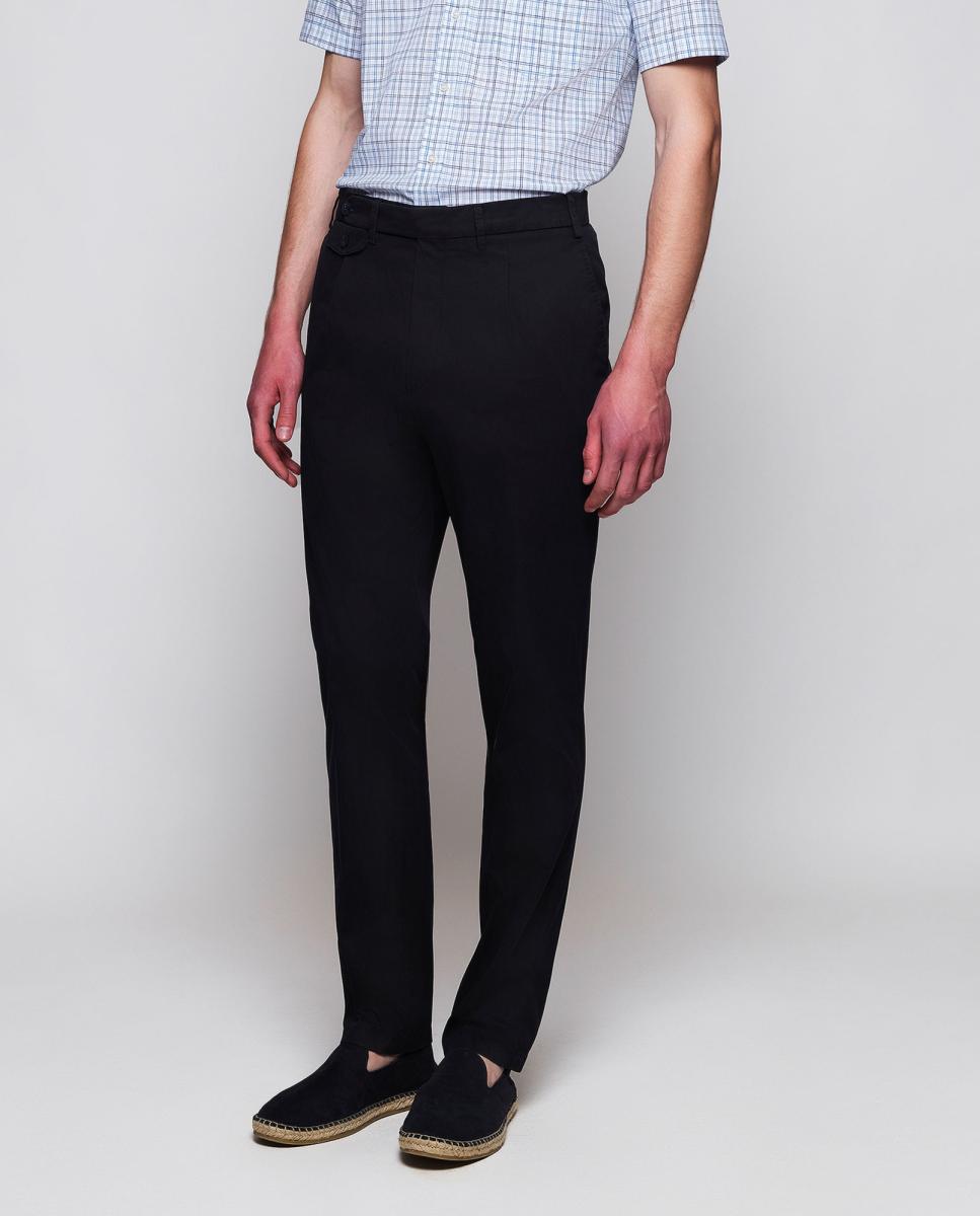 Calças Chino Regular Fit com Micro Estrutura Azul-marinho-2