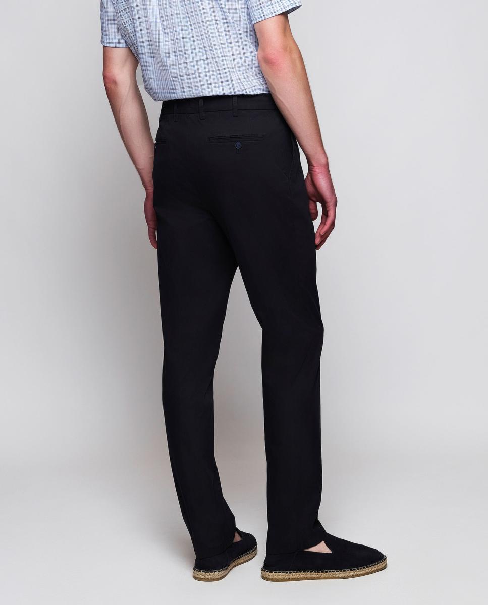 Calças Chino Regular Fit com Micro Estrutura Azul-marinho-3