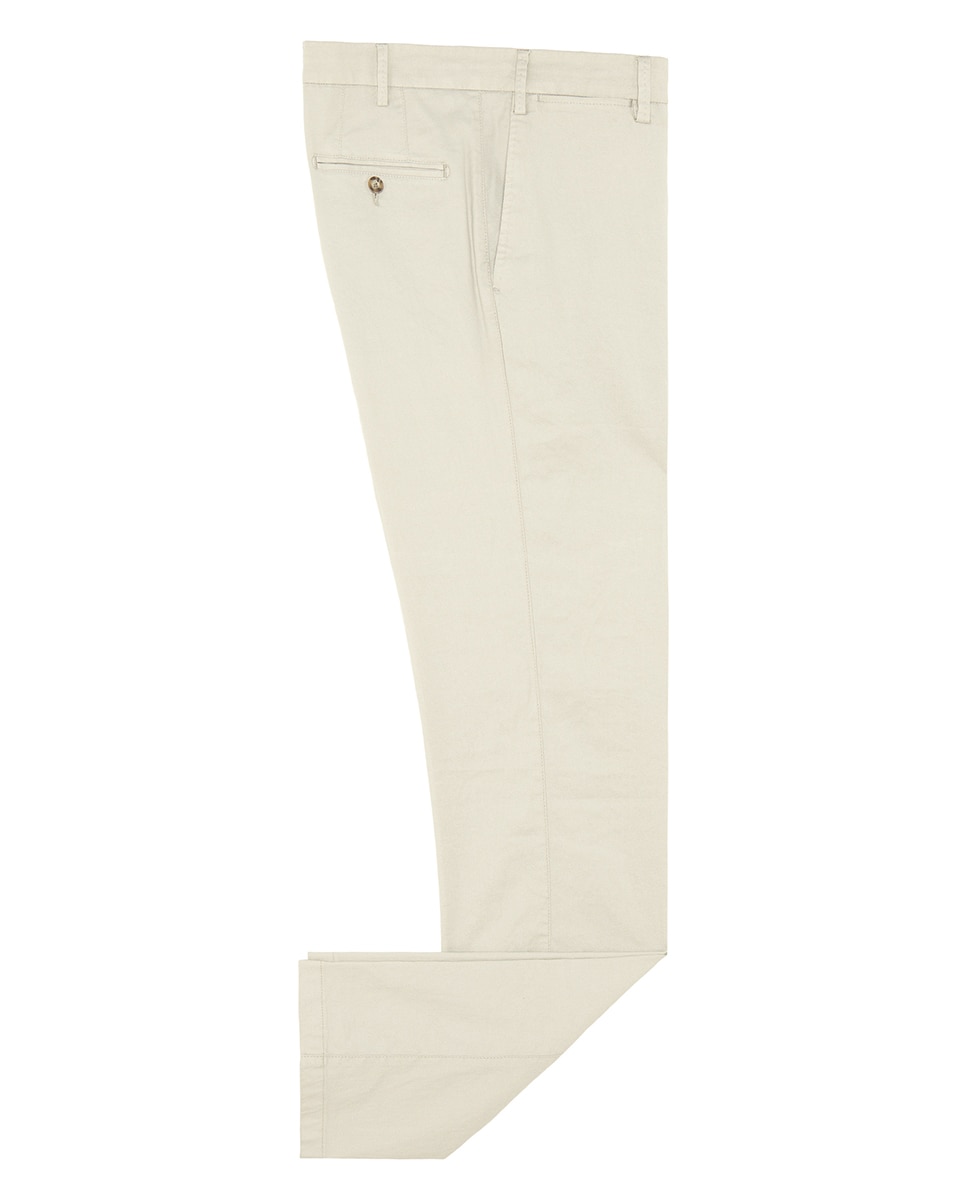 Calças Chino Custom Fit em Mistura de Linho Cru-4