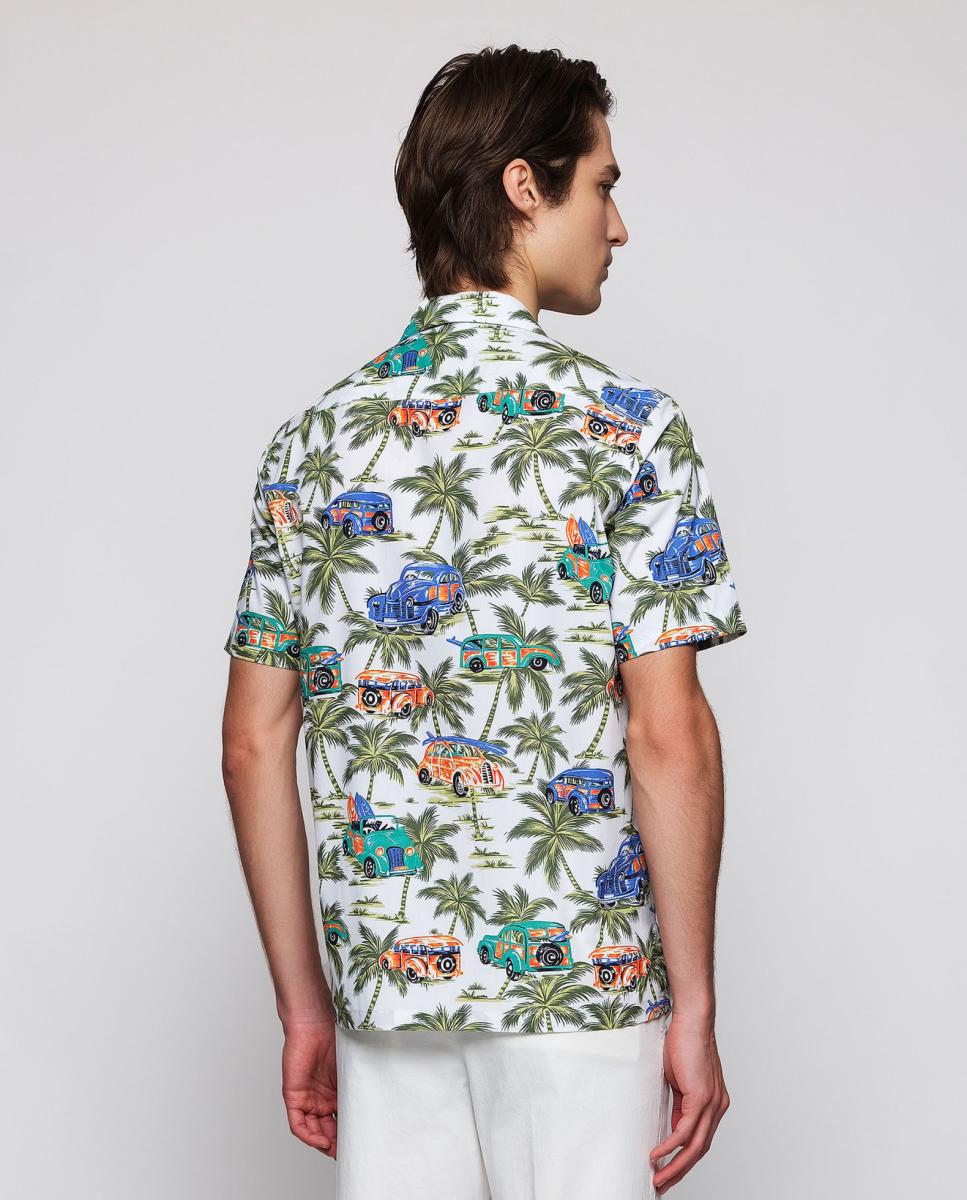 Camisa Havaiana Estampada com Manga Curta Verde-2