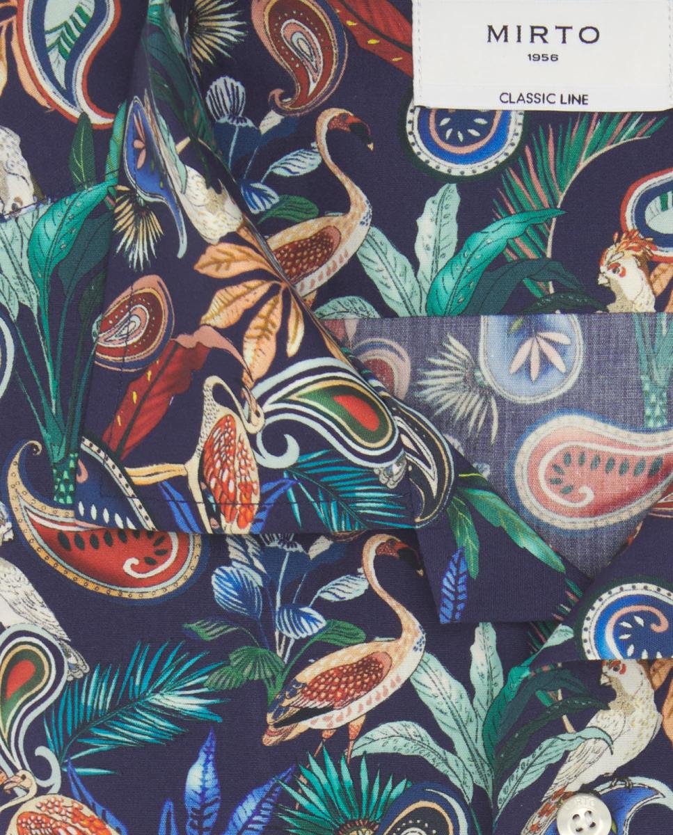 Camisa Havaiana Estampada com Manga Curta Azul-marinho-4