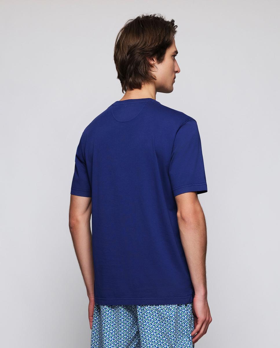 T-shirt de Algodão Orgânico com Gola Redonda Azul-marinho-2