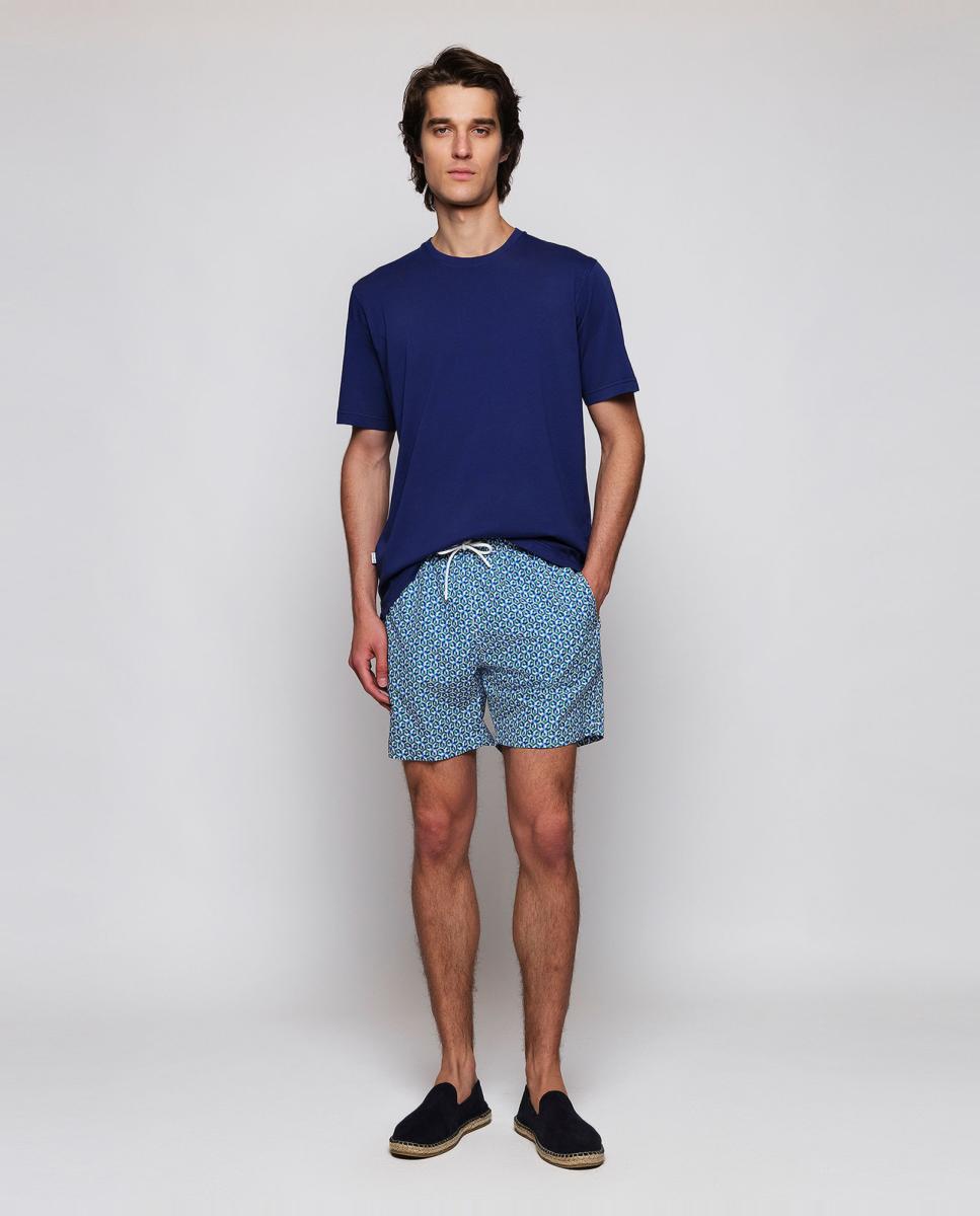 T-shirt de Algodão Orgânico com Gola Redonda Azul-marinho-5