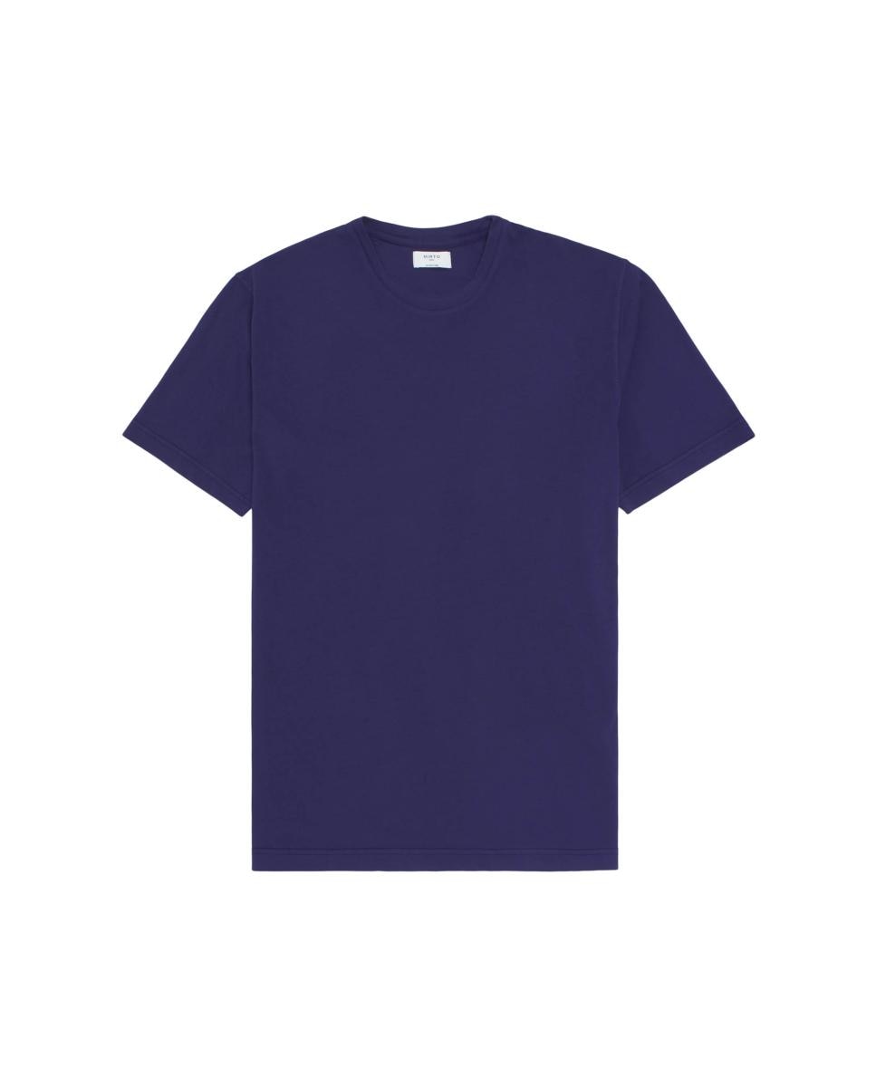 T-shirt de Algodão Orgânico com Gola Redonda Azul-marinho-3