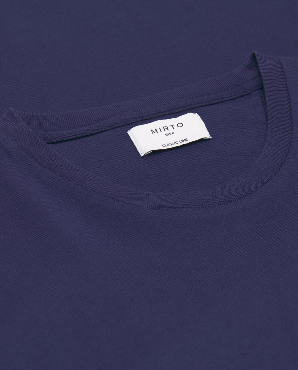 T-shirt de Algodão Orgânico com Gola Redonda Azul-marinho-4