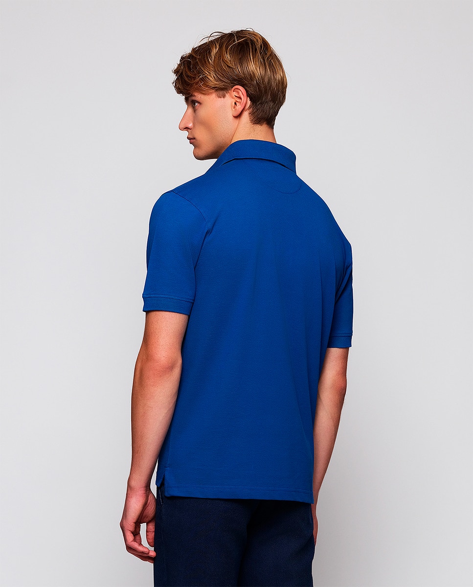 Polo Piqué de Manga Curta sem Bolso Azul-marinho-2