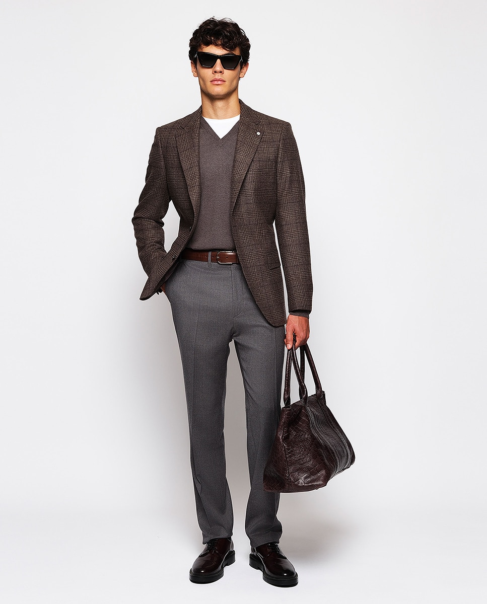 Pantalón hombre regular franela strech liso - Mirto - Gris claro Gris claro-1
